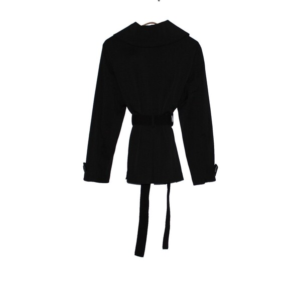 Cynthia Rowley Women's Black Belted Short Trench Jacket Coat Poly Cotton  Size L - Picture 4 of 7